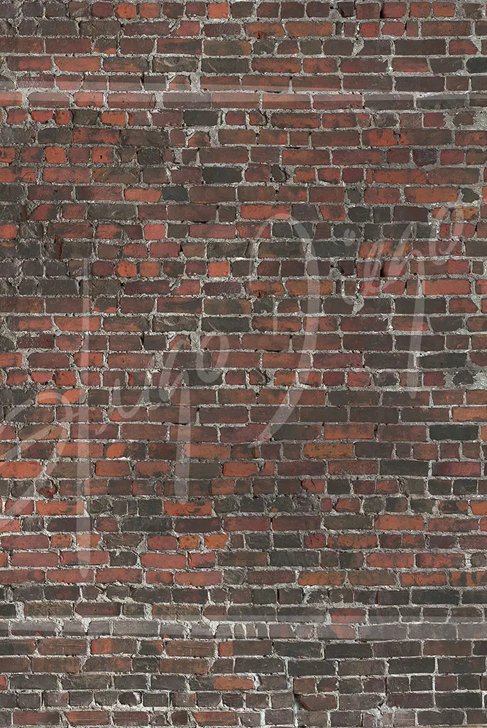 Détail du papier peint HD-BR03 Chicago montrant des briques rouges et brunes foncées avec une patine industrielle.