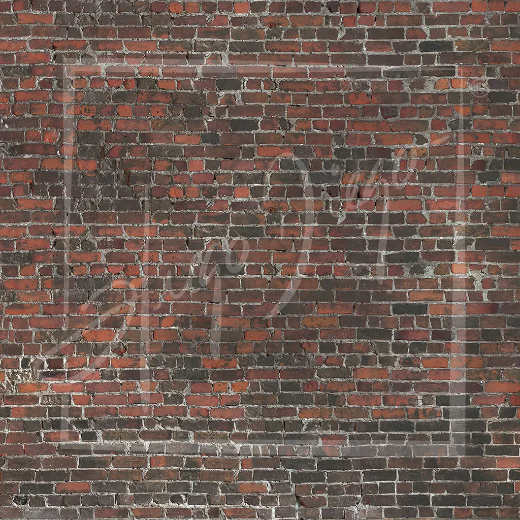 Détail du papier peint HD-BR03 Chicago montrant des briques rouges et brunes foncées avec une patine industrielle.