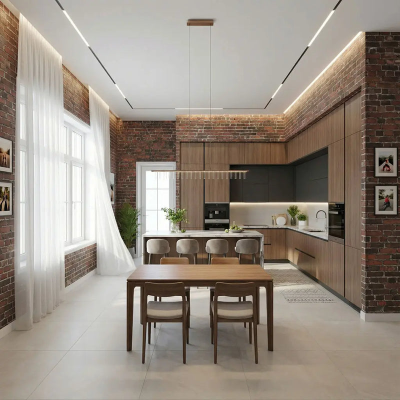 Détail du papier peint HD-BR03 Chicago montrant des briques rouges et brunes foncées avec une patine industrielle.